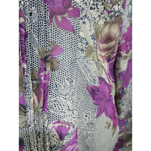 Croft & Barrow Floral Pleat Button Down Blouse M - Picture 4 of 10